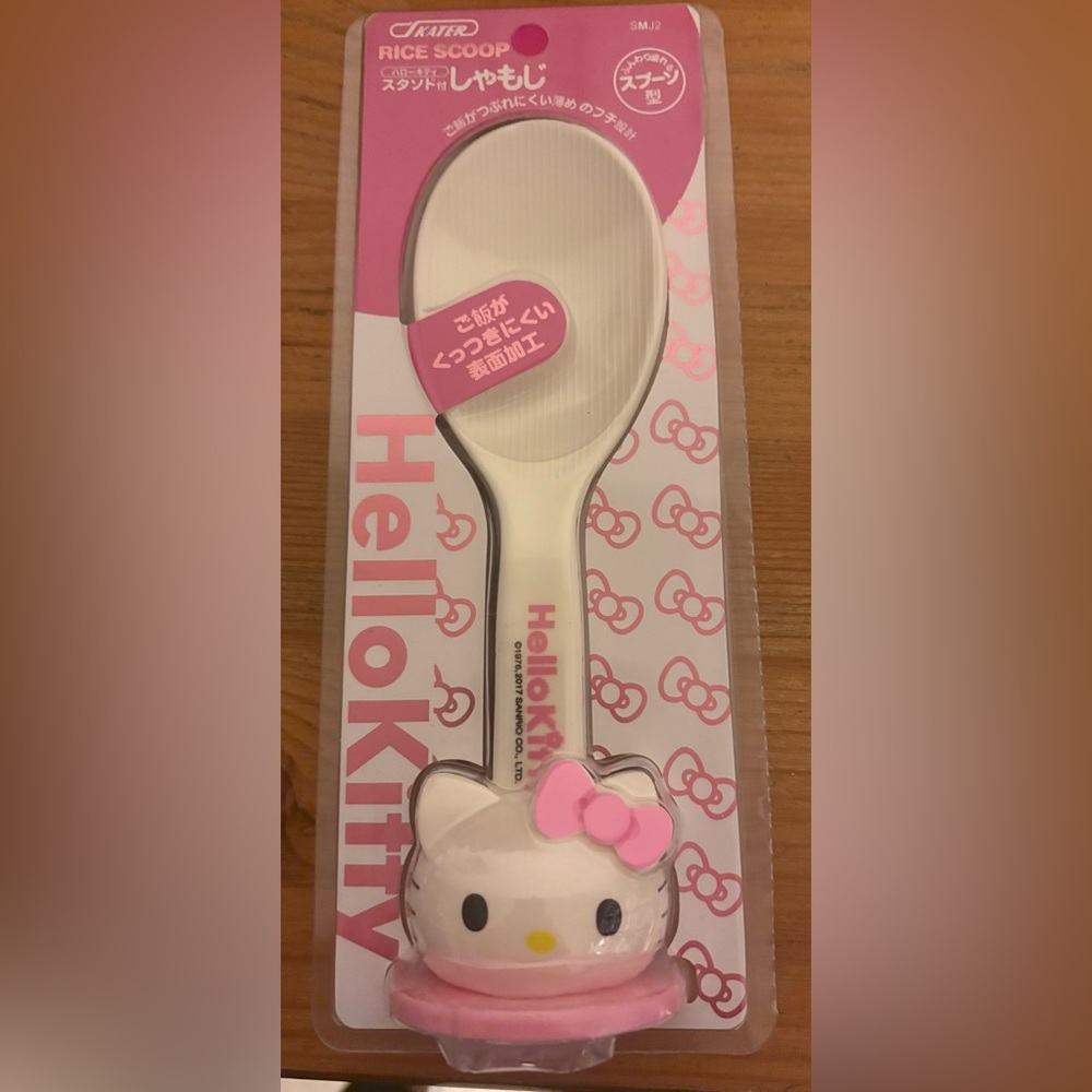 )NEW} Hello Kitty White and Pink Rice Spoon Non-Stick